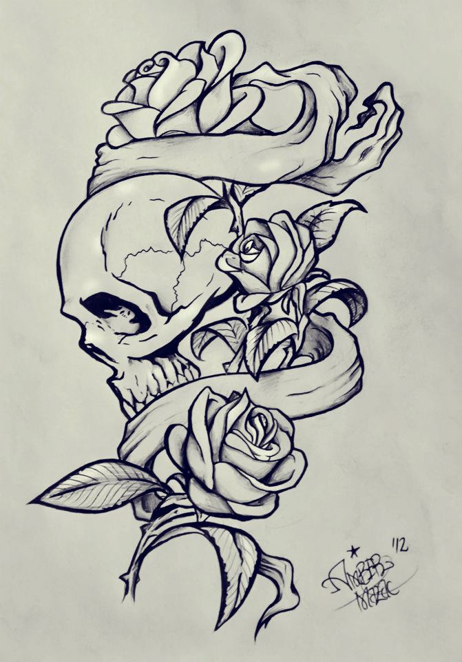 Skull and roses by MoterPants on DeviantArt